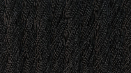 Twisted black cables and wires on black surface. Computer or telephone network. 3D rendering illustrationの写真素材