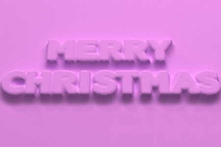 Violet Merry Christmas words bas-relief. Christmas sign. 3D rendering illustrationの写真素材