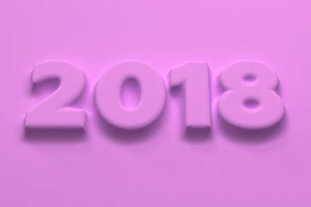 Violet 2018 number bas-relief. 2018 new year sign. 3D rendering illustrationの写真素材