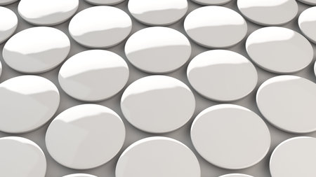 Blank white badge on white background. Pin button mockup. 3D rendering illustration