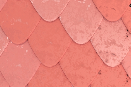 Pattern of red rounded roof tiles. Abstract shingles background. 3D rendering illustrationの写真素材