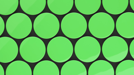 Blank green badge on black background. Pin button mockup. 3D rendering illustrationの写真素材