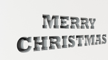 Merry Christmas words cut in white paper. 3D rendering illustrationの写真素材