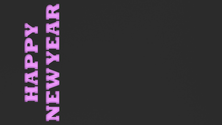 Purple Happy New Year words cut in black paper. 3D rendering illustrationの写真素材
