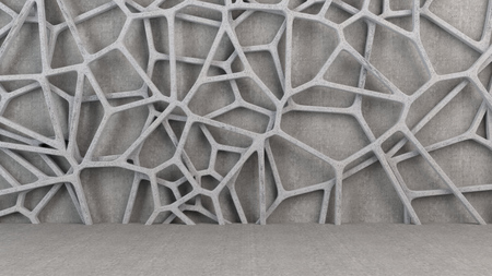Abstract concrete 3d grate. Chaotic line structure. 3D render illustrationの写真素材