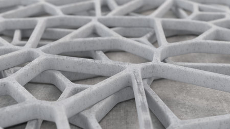 Abstract concrete 3d grate. Chaotic line structure. 3D render illustration