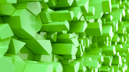 Green fractured surface. Abstract 3d background. 3D render illustrationの写真素材