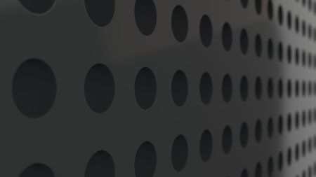 Black surface with pattern of hemisphere indents. Abstract 3d background. 3D rendering illustration.