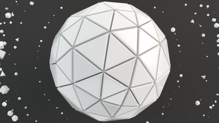 Abstract background with white sphere on the black surface. 3D render illustrationの写真素材