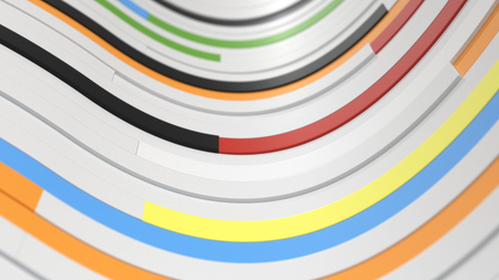 Abstract geometric background, waves from white and colorful planks.3D rendering illustrationの写真素材