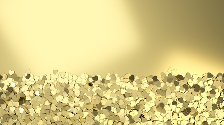 Golden hearts background. Valentines day. 3D rendering illustration.の写真素材