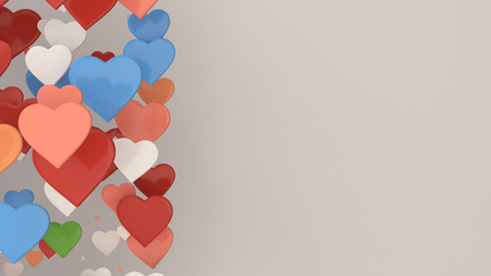 Colorful hearts background. Valentines day. 3D rendering illustration.の写真素材