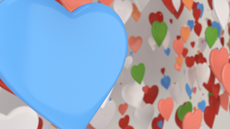 Colorful hearts background. Valentines day. 3D rendering illustration.の写真素材