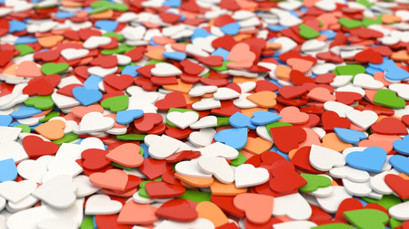 Colorful hearts background. Valentines day. 3D rendering illustration.の写真素材