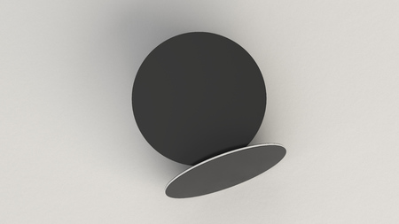 Mockup of blank black round beer coasters on white background. Branding template. 3D rendering illustrationの写真素材
