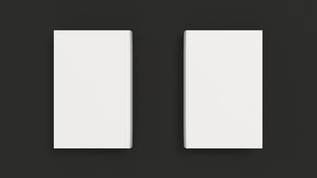 Mockup of blank white vertical book on black background. Template for book cover design. 3D rendering illustrationの写真素材