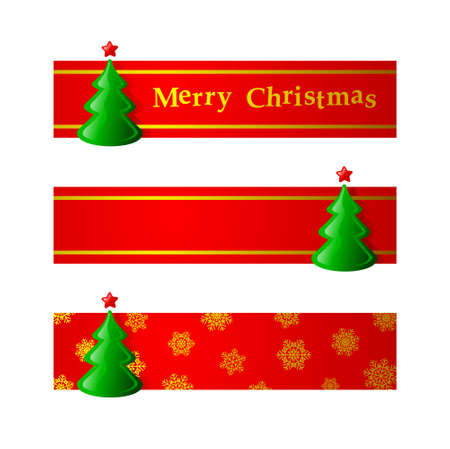 Red Christmas Banner With Fir Threeのイラスト素材