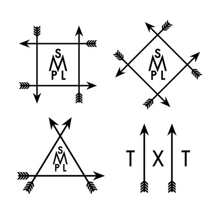 monochrome geometric label with arrows