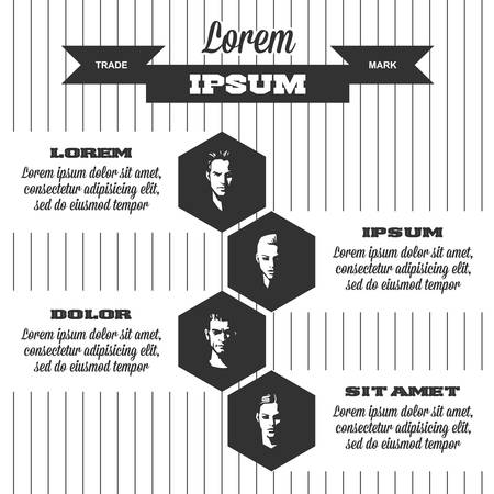 retro monochrome infographics on white backgroundのイラスト素材