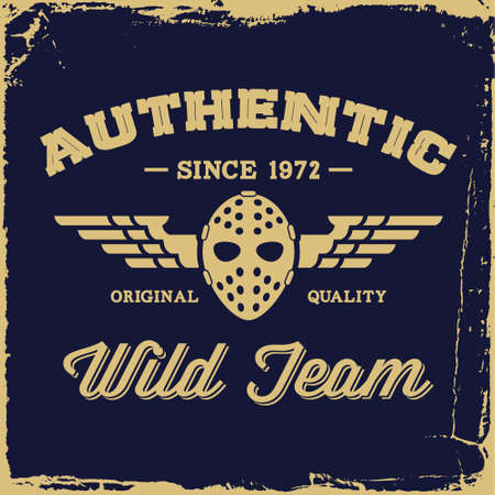 vintage labels with hockey mask (T-Shirt Print)のイラスト素材