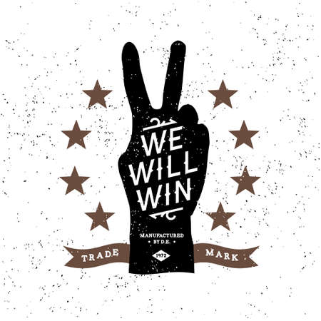 vintage label with we will win ( T-Shirt Print )のイラスト素材
