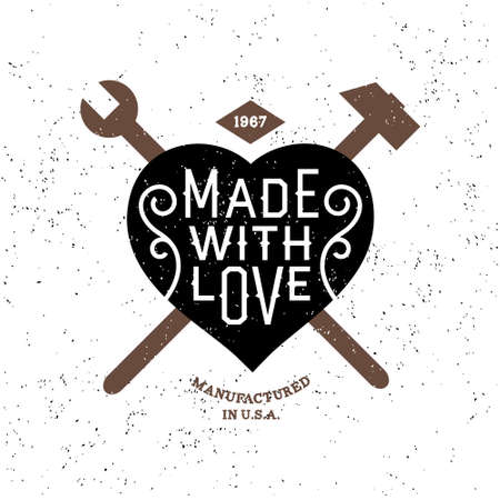 vintage label made with love ( T-Shirt Print )のイラスト素材