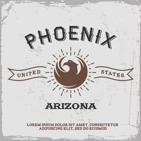 vintage label with Phoenix iconのイラスト素材