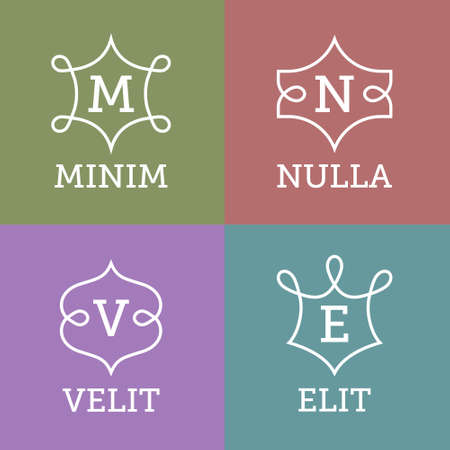 set minimal vector hipster color vintage linear frame , border , label ,  badge for your logo or monogramのイラスト素材