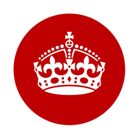 vintage keep calm crown icon . white silhouette on red backgroundのイラスト素材