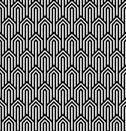 Vector modern tiles pattern. Abstract op art seamless monochrome background or wallpaperのイラスト素材