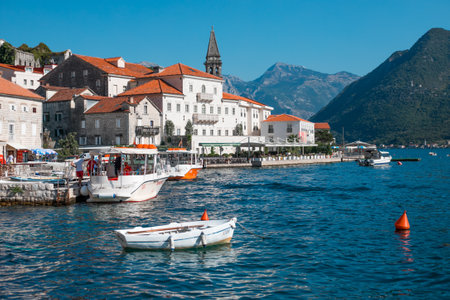 Perast, Montenegro, 13 SEPTEMEBER, 2019: Beautiful town Perast in Montenegro Europe Amazing mediterranean landscapeのeditorial素材