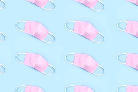 Pattern made from of medical reusable masks. Flat lay style.の写真素材