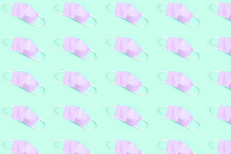 Pattern made from of medical reusable masks. Flat lay style.の写真素材