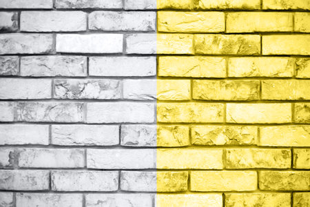 Gray and yellow brick wall texture background. Trend color concept.の写真素材
