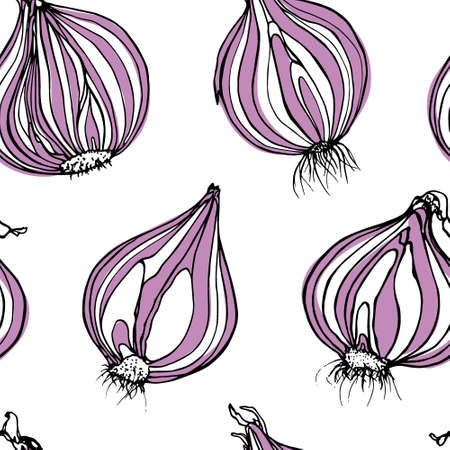 seamless pattern with  onion bulbs. design elements, perfect for prints and patterns.のイラスト素材