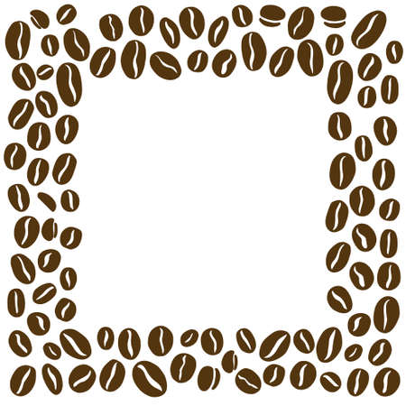 Vector square frame made of hand drawn coffee beans. Beautiful design elements.のイラスト素材