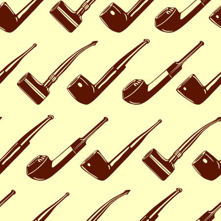 seamless pattern with hand drawn smoking pipes. Beautiful ink drawing.のイラスト素材
