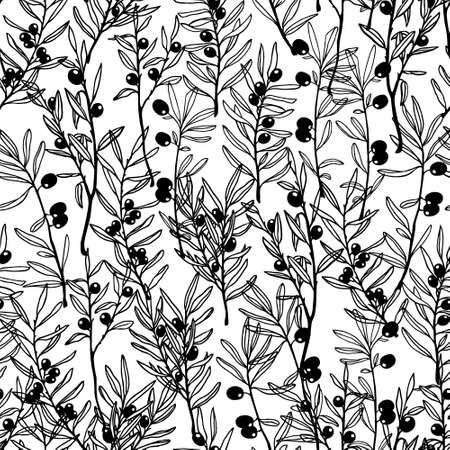 seamless pattern with hand drawn olive branches. Beautiful design elements, perfect for prints and patternのイラスト素材