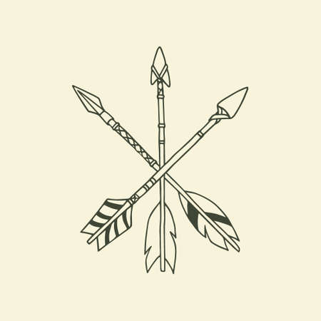 Vector illustration of hand drawn tribal arrows. Beautiful ethnic design elements.のイラスト素材