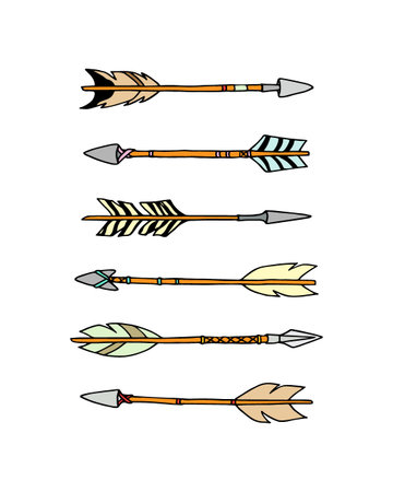 Vector illustration of hand drawn tribal arrows. Beautiful ethnic design elements.