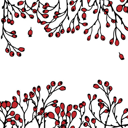 card with hawthorn branches. floral design, perfect for Christmas cards.