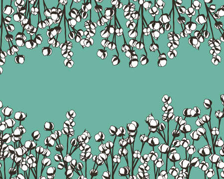 card with  graceful cotton branches. Beautiful floral design elements.のイラスト素材