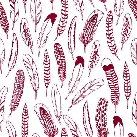 seamless pattern with feathers. ethnic design elementsのイラスト素材