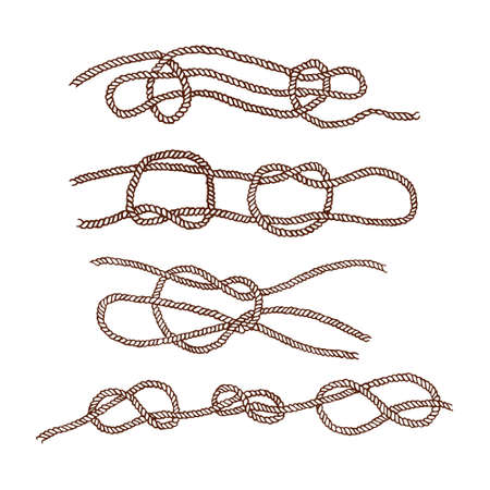 Vector graphic set of hand drawn nautical knots. Beautiful nautical design elements.のイラスト素材