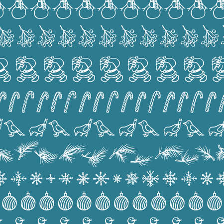 Vector seamless pattern with hand drawn Christmas elements. Beautiful Christmas design, perfect for prints and patternsのイラスト素材