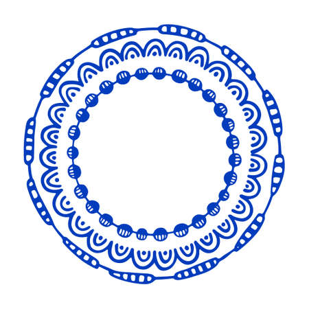 Vector graphic set of hand drawn tribal round frames. Beautiful ethnic design elements.のイラスト素材