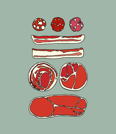 Meat slices illustrationのイラスト素材