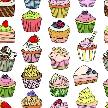 Desserts seamless patternのイラスト素材