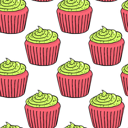 Desserts seamless patternのイラスト素材