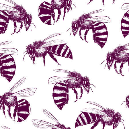 Bees seamless patternのイラスト素材